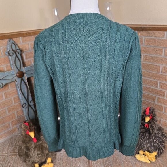 NEW LOFT Dark Green Cable Knit Sweater Size M Holiday Christmas - Picture 3 of 6